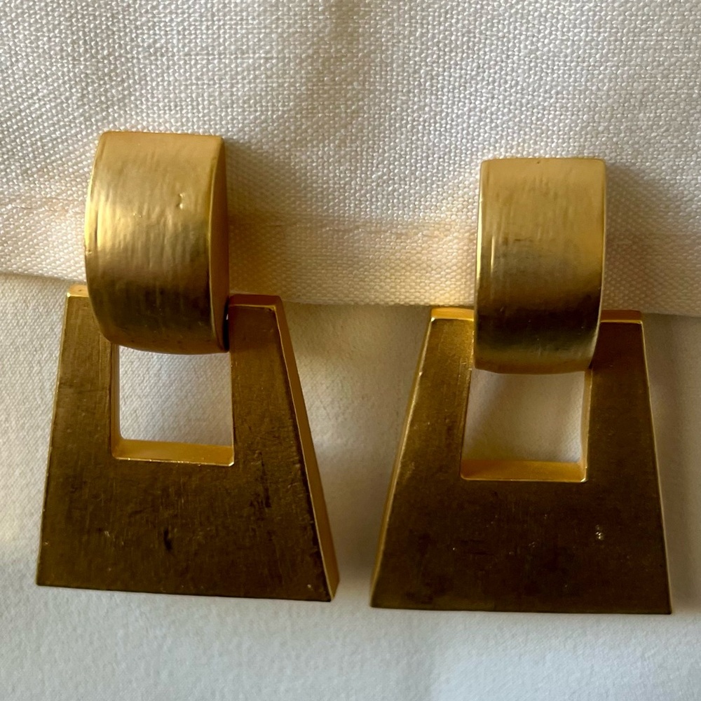 Vintage Gold Tone Door Knocker Earrings